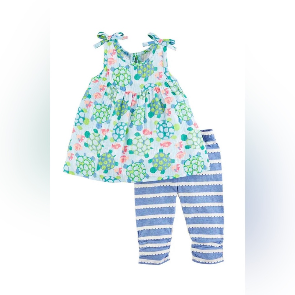 Mud Pie Under The Sea Turtle Tunic & Capri Set